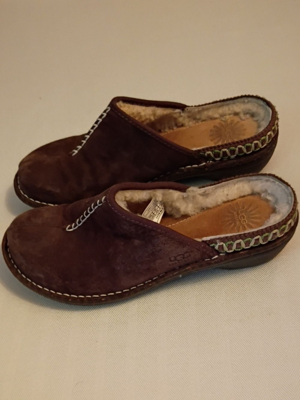 UGG Brown Suede Shearling Mule 6.5